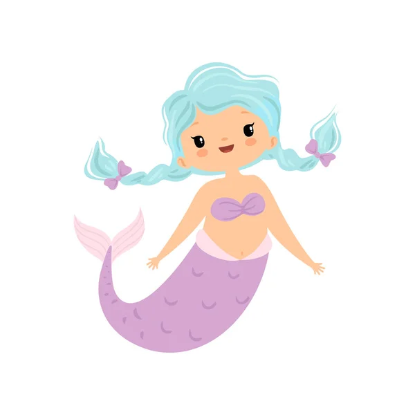 Kleine Meerjungfrau, niedliche Meer Prinzessin Charakter Vektor Illustration — Stockvektor