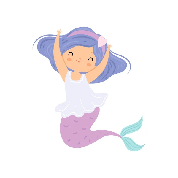 Petite Sirène Douce, Princesse de Mer Mignonne Illustration vectorielle de caractère — Image vectorielle