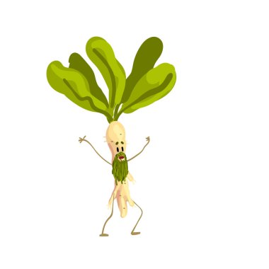 Komik Horseradish kök sebze karakter vektör çizim