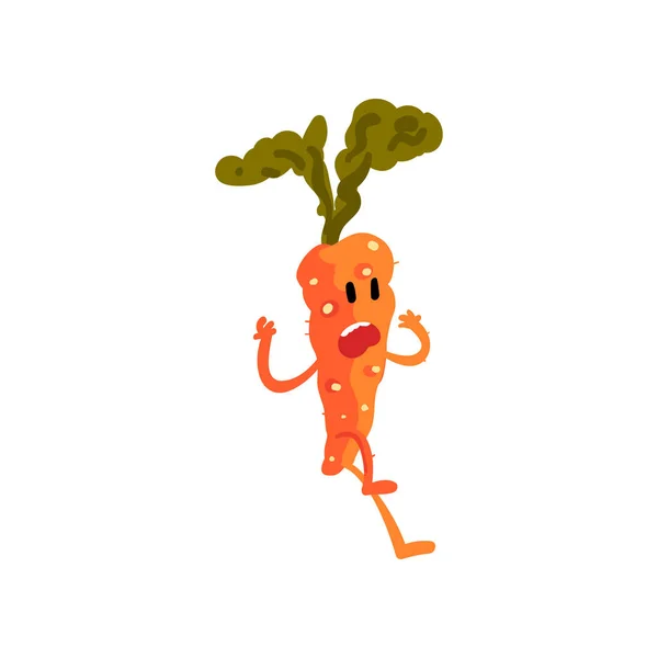 Wortel ditakuti, Karakter Sayuran Cute dengan Ilustrasi Wajah Lucu Vektor - Stok Vektor