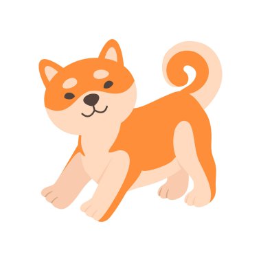 Sevimli dost Shiba Inu köpek, komik Japonya evde beslenen hayvan hayvan karikatür karakter vektör çizim