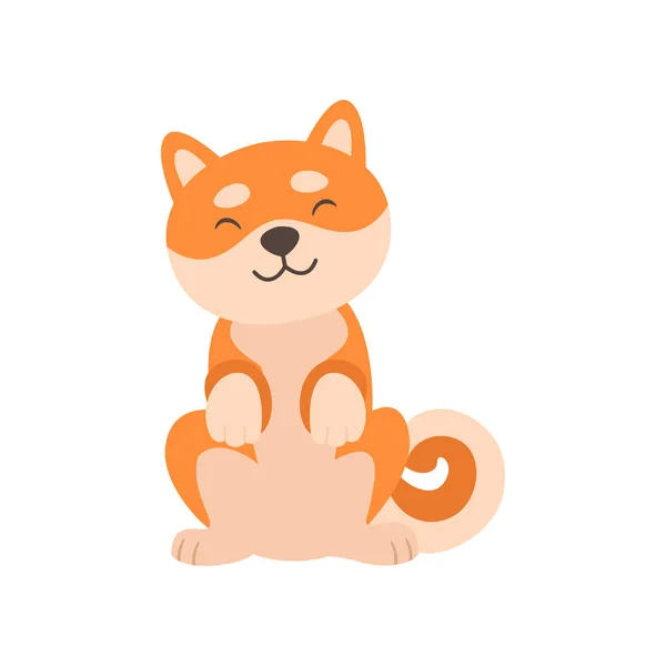 Cute Shiba Inu Dog Sitting, Adorable Funny Japan Pet Animal Cartoon Character Vector Illustration — Stock Vector