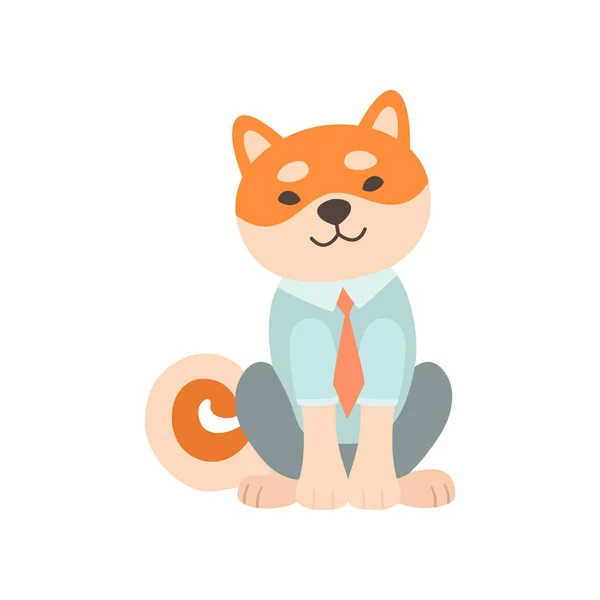 Shiba Inu σκυλί επιχειρηματίας χαρακτήρα, χαριτωμένο αστείο Ιαπωνία επιτρέπονται τα ζώα φορώντας ρούχα καρτούν εικονογράφηση φορέα — Διανυσματικό Αρχείο