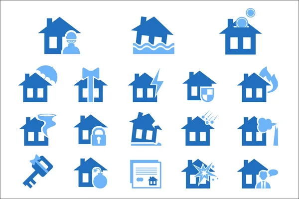 Boendet försäkring Blå ikon vektor illustrationer på en vit bakgrund — Stock vektor