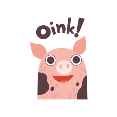Sevimli domuz karikatür çiftlik hayvanı oink vektör çizim söyleyerek