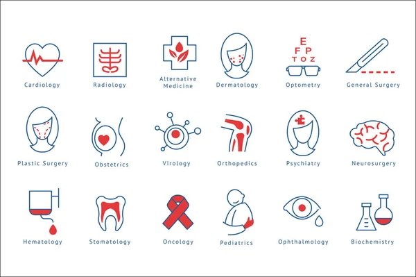 Hospital departments icons set vector Illustrations on a white background — Stock Vector