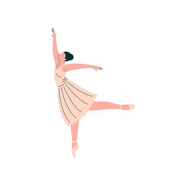 Profissional bailarina vestindo vestido branco dança clássica balé dança vetor ilustração — Vetor de Stock