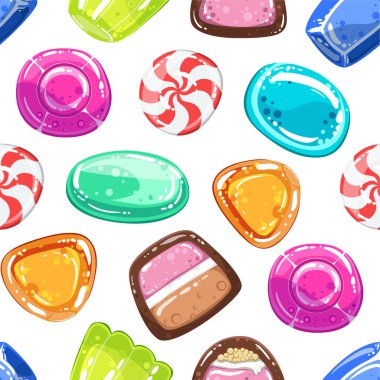 Renkli sonu Seamless Modeli, Candy Shop tasarım öğesi olabilir kullanılan kumaş, duvar kağıdı, ambalaj, zemin vektör çizim