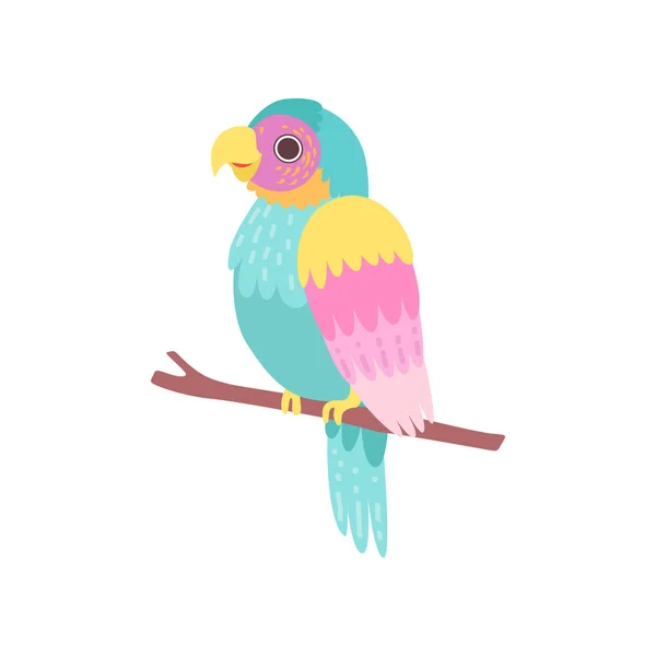 Mooie tropische Parrot zittend op de USS Perch vectorillustratie — Stockvector