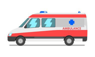 Ambulans van, Acil Tıp Servisi araç vektör çizim beyaz bir arka plan