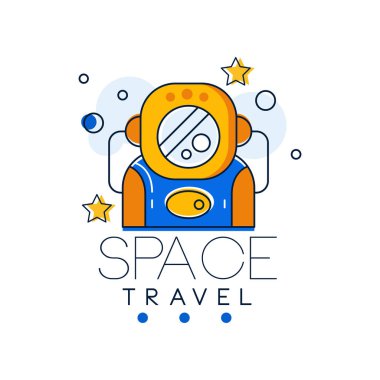 Uzay Seyahat logo tasarım şablonu, uzay misyonu ve Araştırma etiket vektör çizim üzerinde beyaz bir arka plan