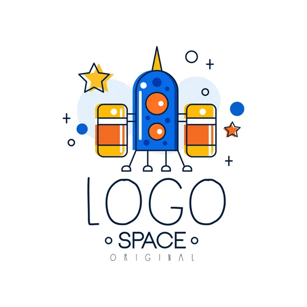 Original Weltraum-Logo, Weltraummission und Explorationsetikett Vektorillustration auf weißem Hintergrund — Stockvektor