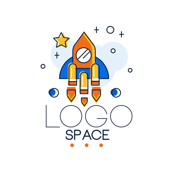 Weltraum-Logo, Weltraummission und Etikettenvektorabbildung auf weißem Hintergrund — Stockvektor