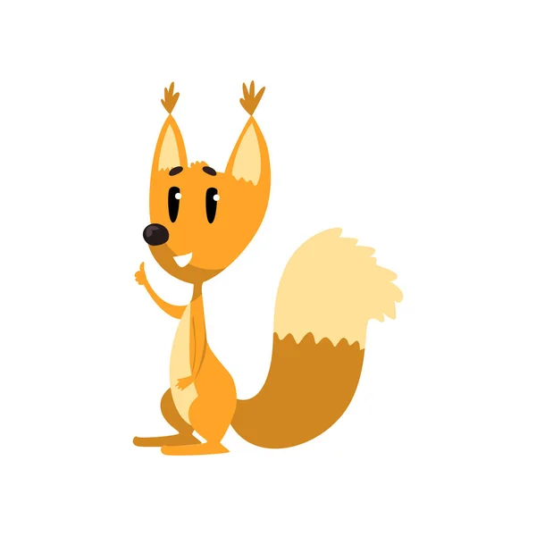 Cartoon funny squirrel character showing thumbs up vector Illustration on a white background — Stock Vector