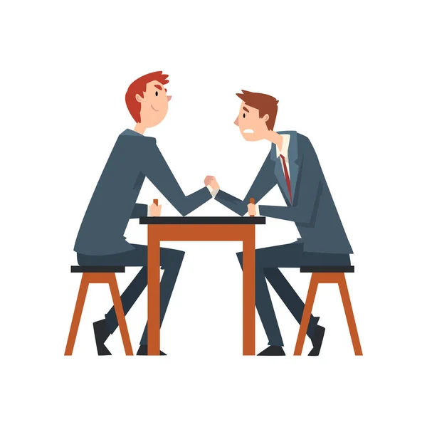 Двоє бізнесменів армрестлінгу, бізнесменів змагаються між собою, конкуренція бізнесу Векторні ілюстрації — стоковий вектор