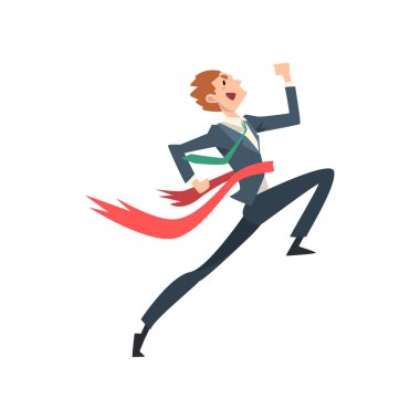 Satır, takım lideri rekabet vektör çizim bitirmek için başarılı bir iş adamı çalışan