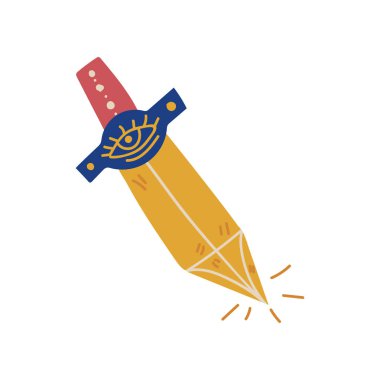 Hançer Boho stil tasarım öğesi, etnik, mistik sembol vektör çizim