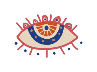 Kutsal gören göz, Boho stil tasarım öğesi, etnik, mistik sembol vektör çizim