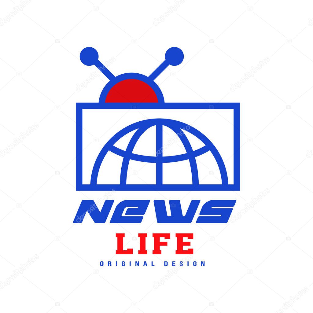 News Life logo original design, social mass media emblem, breaking and live news badge vector Illustration i on a white background