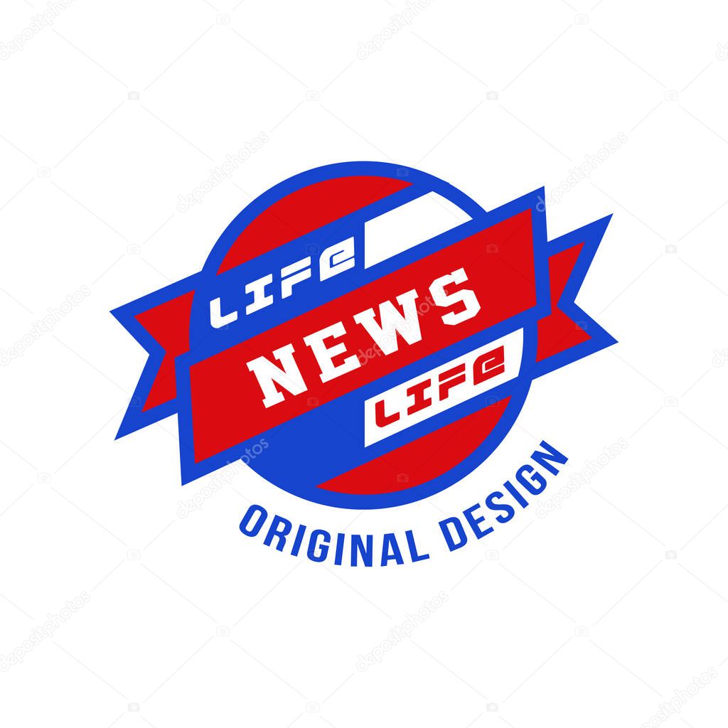 Life news original design, social mass media emblem, live news badge vector Illustration on a white background