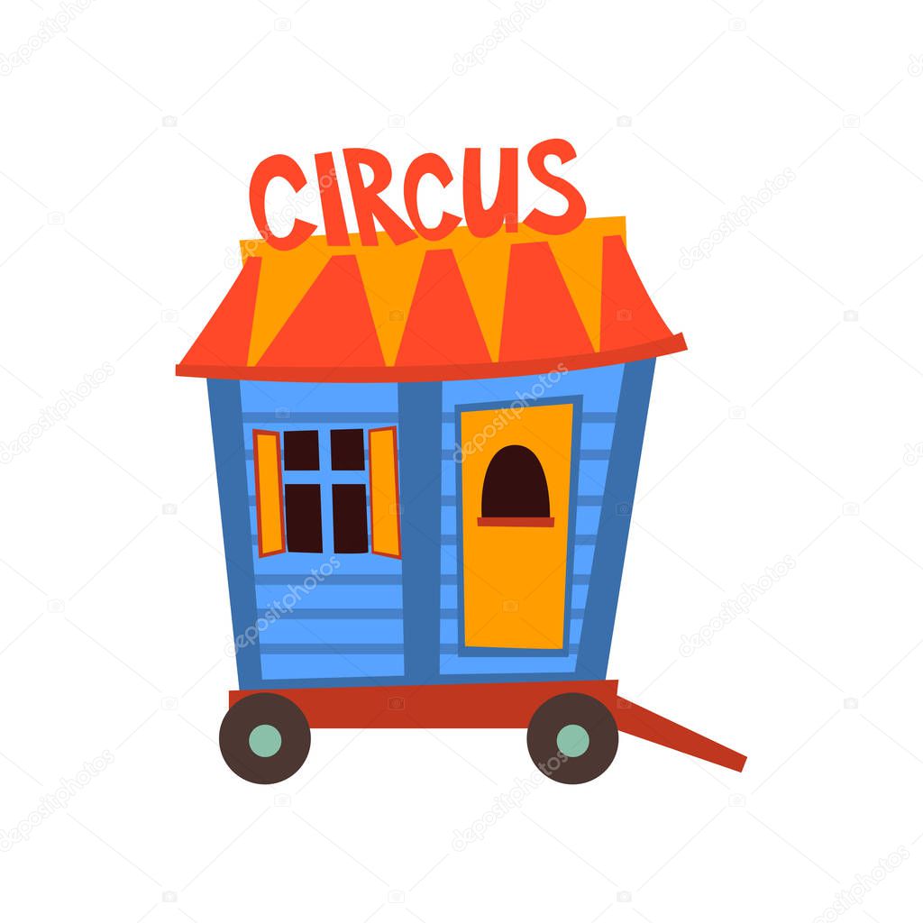 Circus Trailer, Wagon Wheel Cartoon Vector Illustration
