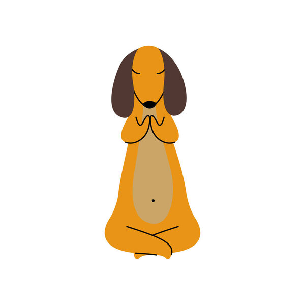 Чистый коричневый медведь в мультфильме Lotus Yoga Pose, забавный анимационный персонаж из мультфильма Pet Animal Лицензионные Стоковые Иллюстрации