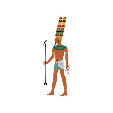 Amon, siyah göksel uzay tanrısı, hava, Antik Mısır kültürü sembolü vektör Illustration