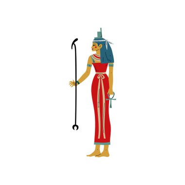 Seshat, sanat tanrıçası, edebiyat, kader ve sayma, Antik Mısır kültürü sembolü vektör Illustration