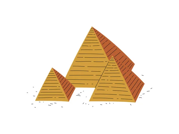 Grote piramides van Egypte, traditionele Egyptische cultuur symbool vector illustratie — Stockvector