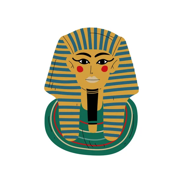 Máscara de entierro de Tutankamón, Faraón del Antiguo Egipto Vector Ilustración — Vector de stock