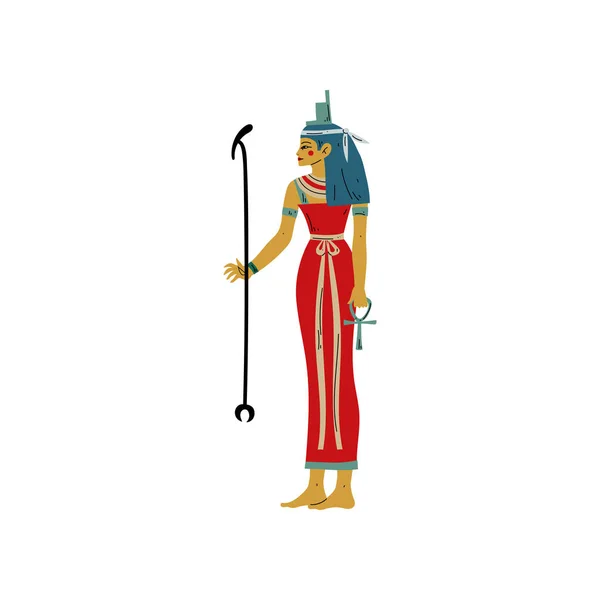 Seshat, sanat tanrıçası, edebiyat, kader ve sayma, Antik Mısır kültürü sembolü vektör Illustration — Stok Vektör