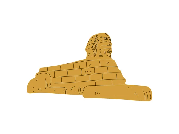 エジプトのスフィンクス像、伝統的なエジプト文化のシンボルベクターイラスト — ストックベクタ