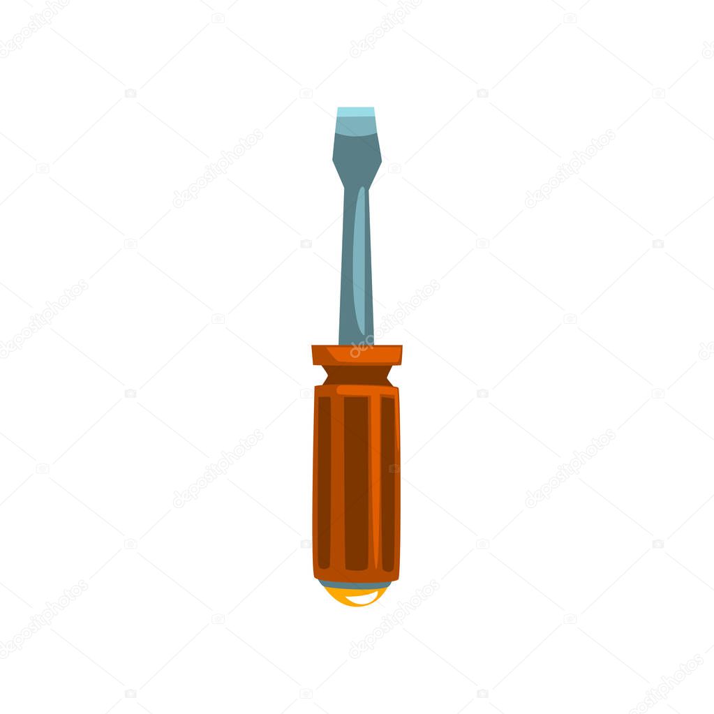 Screwdriver with Red Handle, Repair Tool Instrument Vector Illustration