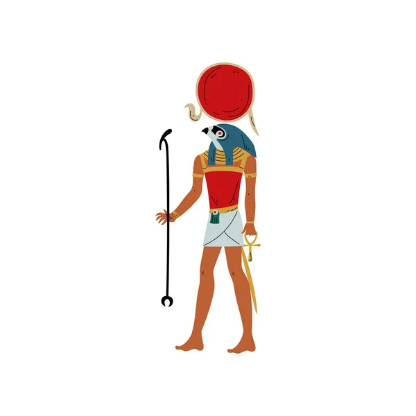 Ra, Dios del Sol, Símbolo de la Cultura Egipcia Antigua Vector Ilustración — Vector de stock