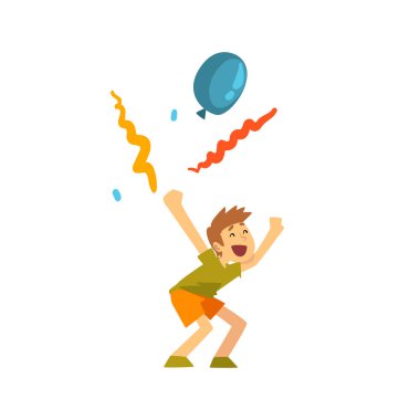 Çocuklar parti, mutlu çocuk Doğum günü, karnaval parti veya Circus performans vektör Illustration eğlenceli sevimli gülen çocuk