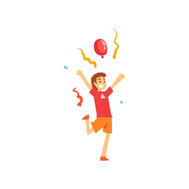 Doğum günü, karnaval partisi veya Circus performans vektör Illustration eğlenmek gülümseyen çocuk