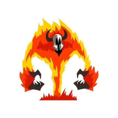 Flaming Fire Devil, Demonic Infernal Creature Cartoon Character Vector Illustration clipart