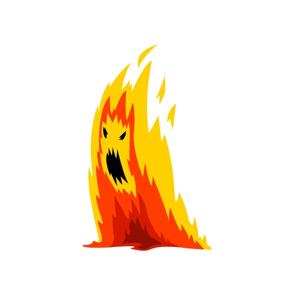 Ateş canavar karikatür karakter, fantezi yaratık vektör Illustration — Stok Vektör