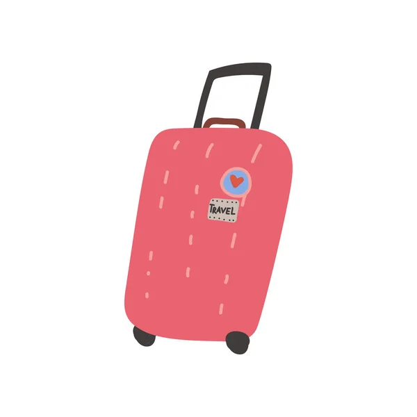 红色手提箱与车轮, 夏季旅游符号标志说明 — 图库矢量图片