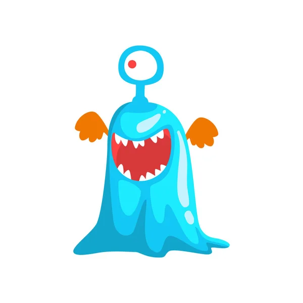 Lustige einäugige schleimige Monster, fabelhafte Kreatur Cartoon Charakter Vektor Illustration — Stockvektor