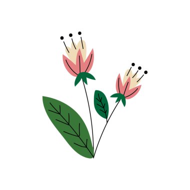 Vahşi Orman Çiçeği, Yaz Peyzajı Tasarım Element Vektörü İllüstrasyonu