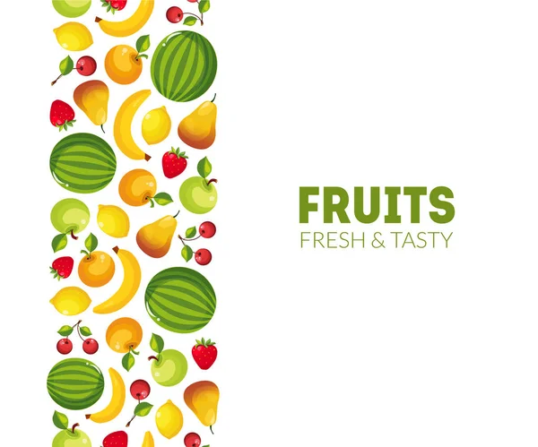 Ovoce čerstvá a chutná šablona nápisu, návrhový element může být použit pro potravinářský štítek, Cafe menu, vektor balení potravin ilustrace — Stockový vektor