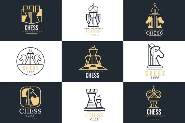 Chess logo set, design element for championship, tournament, chess club ...