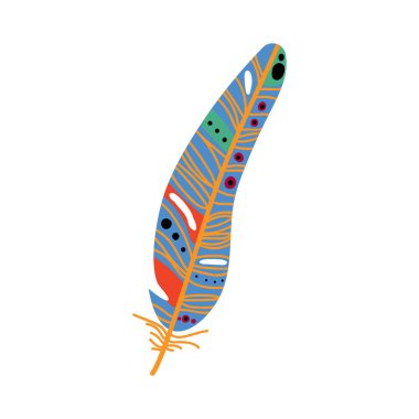Renkli Kuş Tüyü Süsleme Elemanı Vektör İllüstrasyon