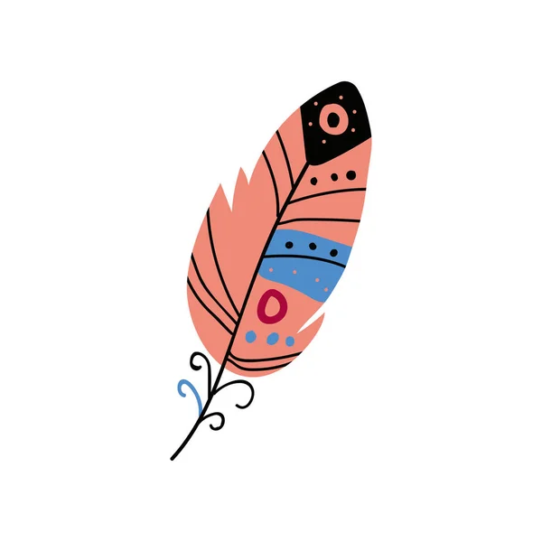 Gekleurde Bright Bird Feather, mooie decoratie element vector illustratie — Stockvector