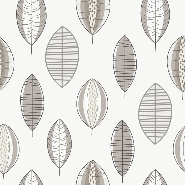 Grå skog löv sömlösa mönster, design element kan användas för tyg, tapeter, förpackning vektor illustration — Stock vektor