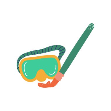 Dalış Maskesi, Yaz Seyahat Sembolü Vektör İllüstrasyon