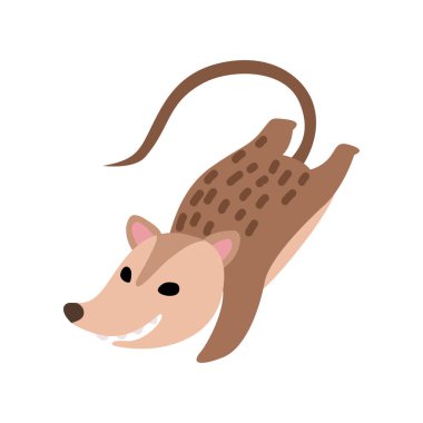 Sevimli Mutlu Opossum, Sevimli Vahşi Hayvan Atlama Vektör İllüstrasyon