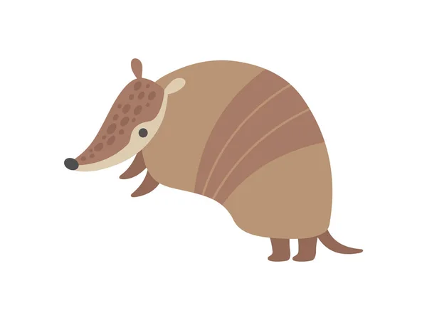 Cute Adorable Armadillo Pleistocene Animal Cartoon Character Vector Illustration — Stock Vector