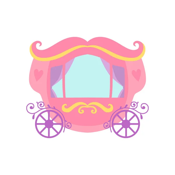 Linda princesa rosa carro de cuento de hadas de dibujos animados Vector Ilustración — Vector de stock
